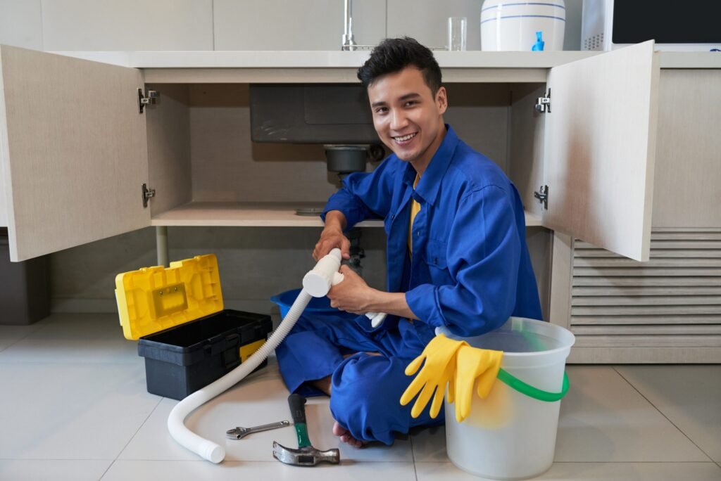 Water damage restoration technician with drying equipment in Perth