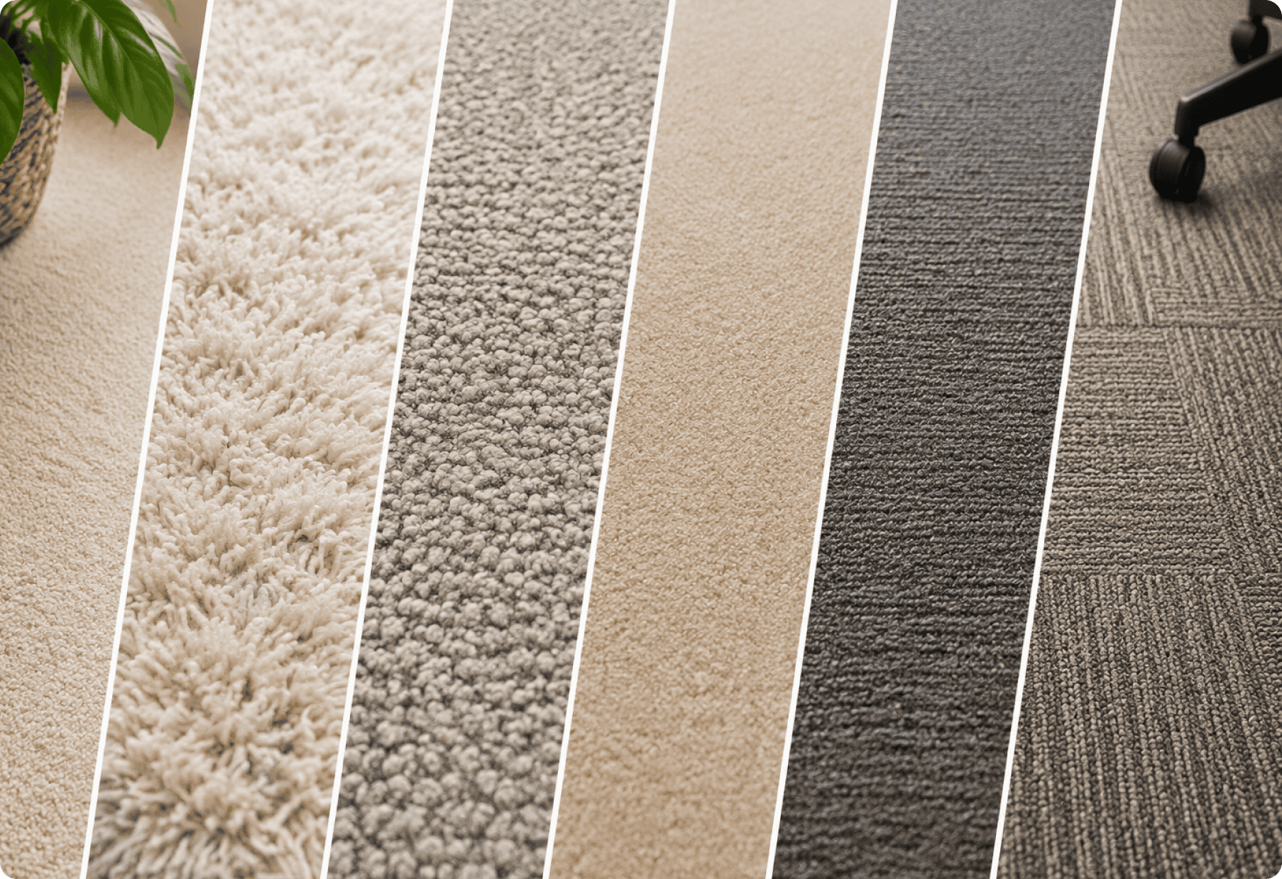 Different carpet types including wool, nylon and polyester cleaned in Perth