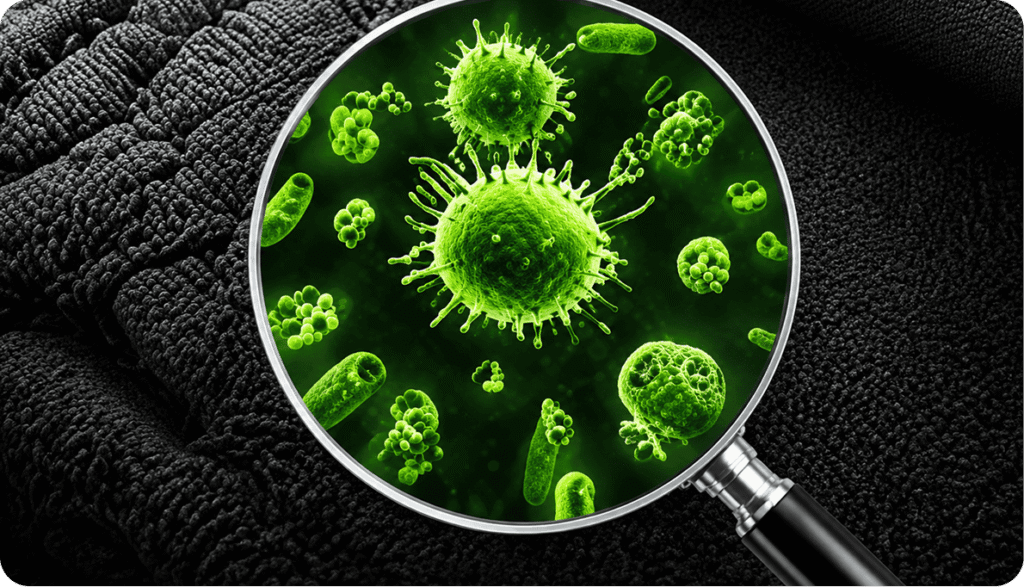 Close-up of germs and bacteria removed by car interior steam cleaning